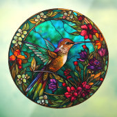 Kolibrie In de Bloemen Faux Gevlekt Raamsticker (Vel 3)
