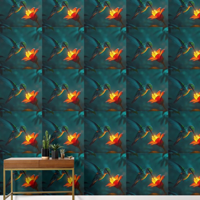 Kolibrie in de tuin behang (Hal)