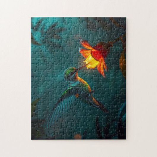 Kolibrie in de tuin legpuzzel (Verticaal)