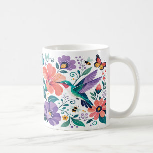 Kolibrie in een Bloeiende Bloementuin Koffiemok