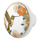 Kolibrie in een Circle Floral Lijst Keramische Knop (Rechts)