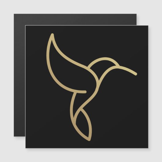 Kolibrie in Monoline stijl - Goud op zwart (Voorkant / Achterkant)