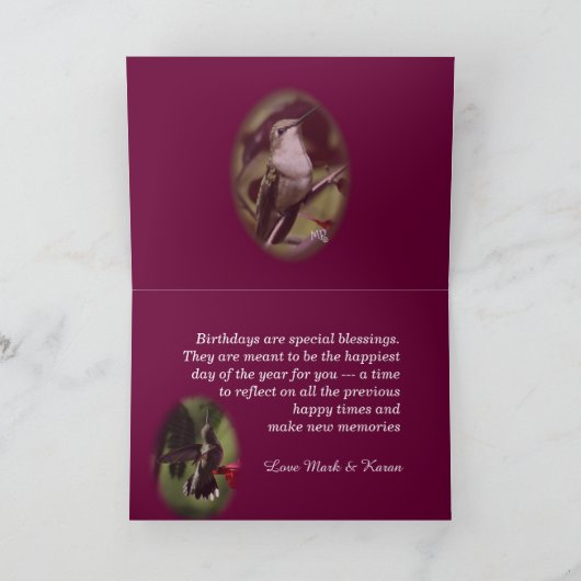 Kolibrie in Plum Tree- aanpassen Kaart (Binnen)