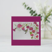 Kolibrie in roze uitnodiging (Staand voorkant)