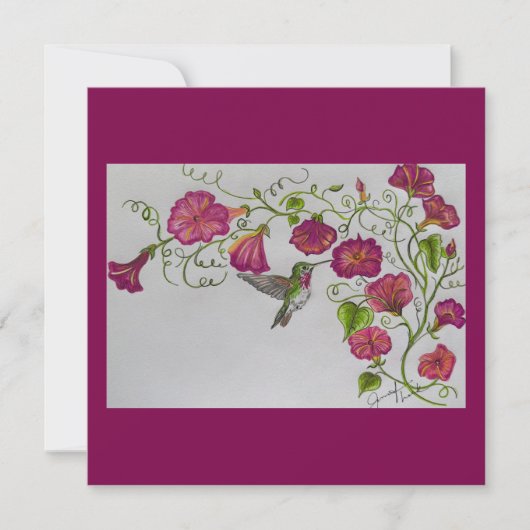 Kolibrie in roze uitnodiging (Voorkant)