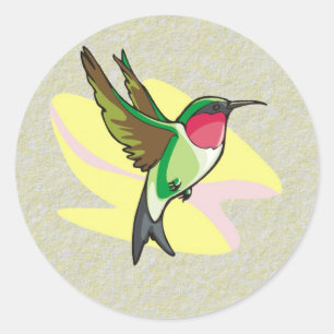 Kolibrie in vlucht op getextureerde achtergrond ronde sticker