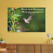 Kolibrie in vlucht Psalm 118:24 Bijbel Verse Canvas Afdruk (Insitu (Woonkamer))