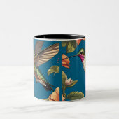 kolibrie in voorjaarsbloemen tweekleurige koffiemok (Center)