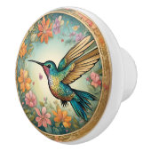 Kolibrie ingelijst en in vlucht keramische knop (Rechts)