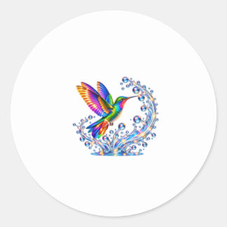 Kolibrie Juweel Fontein van Glanzende Kleuren Ronde Sticker
