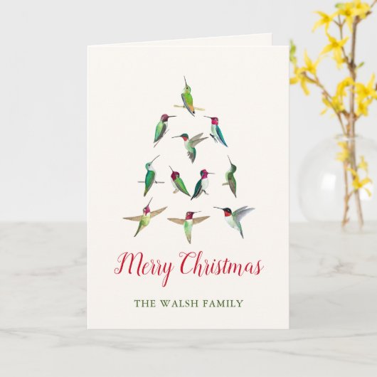  kolibrie kerstboom kaart (Gele Bloem)