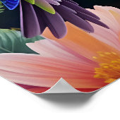 Kolibrie Kleurrijke Bloemen Kunst Poster (Hoek)