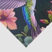 Kolibrie Kleurrijke Bloemen Kunst Tissuepapier (Detail)