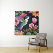 Kolibrie Kleurrijke Bloemen Kunst Wandkleed (In situ)