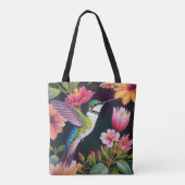 Kolibrie Kleurrijke Bloemen Tote Bag (Achterkant)