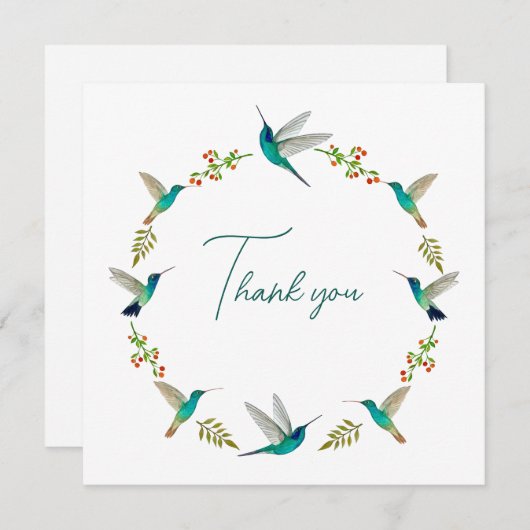 Kolibrie krans dank u bedankkaart (Voorkant / Achterkant)