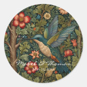  kolibrie kunst schilderij ronde sticker (Voorkant)