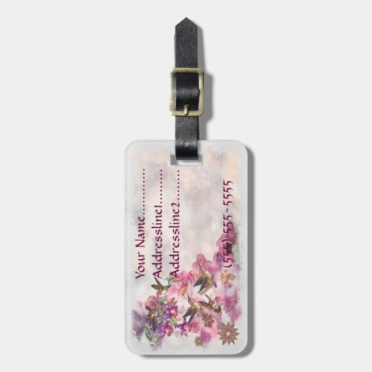 Kolibrie Lavendel Jeweled Bagagelabel (Voorkant verticaal)