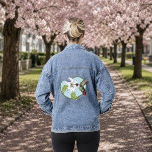Kolibrie lelie blauwe Art Nouveau  Denim Jacket