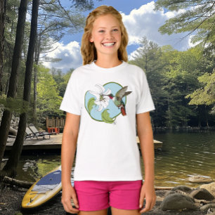 Kolibrie lelie blauwe Art Nouveau T-shirt