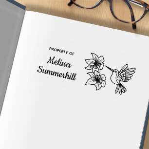 Kolibrie Lelie Bloemen Ex Libris Boekplaat Rubberstempel