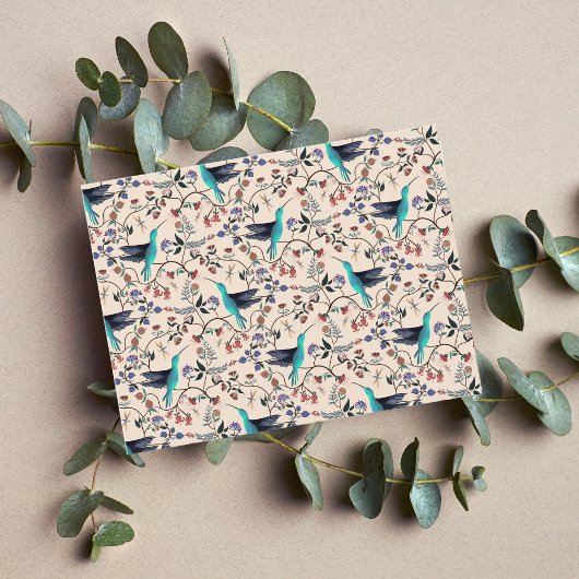 Kolibrie & Libel William Morris Stijl Briefkaart