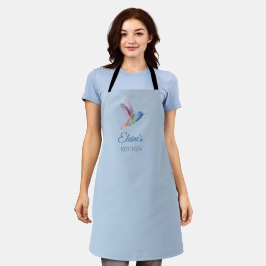 Kolibrie Lichtblauw Keuken Schort (Gedragen)