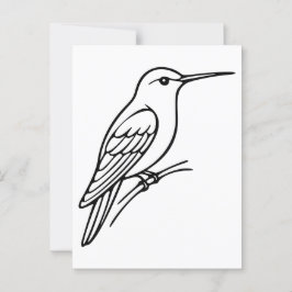 Kolibrie Lijnkunst – Vogel Illustratie Briefkaart