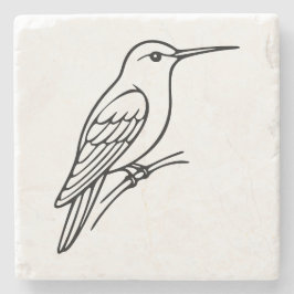Kolibrie Lijnkunst – Vogel Illustratie Stenen Onderzetter