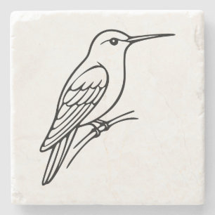 Kolibrie Lijnkunst – Vogel Illustratie Stenen Onderzetter