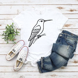 Kolibrie Lijnkunst – Vogel Illustratie T-shirt