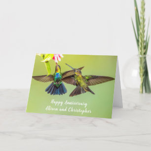 Kolibrie Lovebirds Gepersonaliseerd Jubileum Kaart