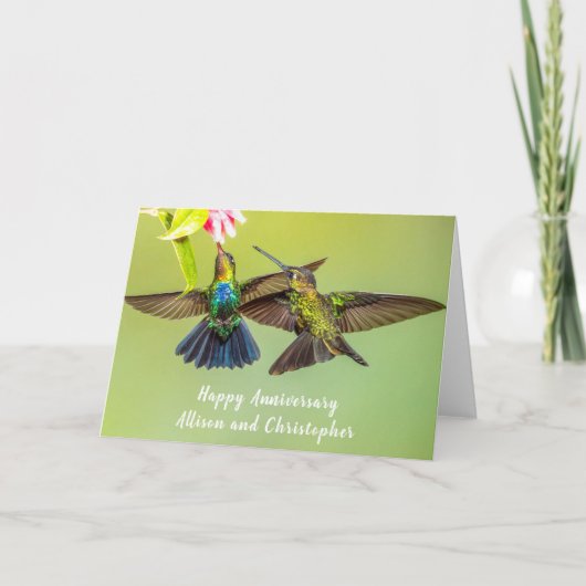 Kolibrie Lovebirds Gepersonaliseerd Jubileum Kaart (Voorkant)
