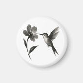 Kolibrie met Bloem – Inktpenseelontwerp op Magneet (Voorkant)
