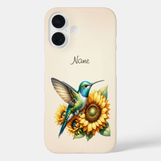 Kolibrie met Bloemen Hoesje-Mate iPhone Case (Achterkant)