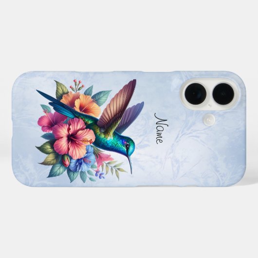 Kolibrie met Bloemen Hoesje-Mate iPhone Case (Achterkant (horizontaal))