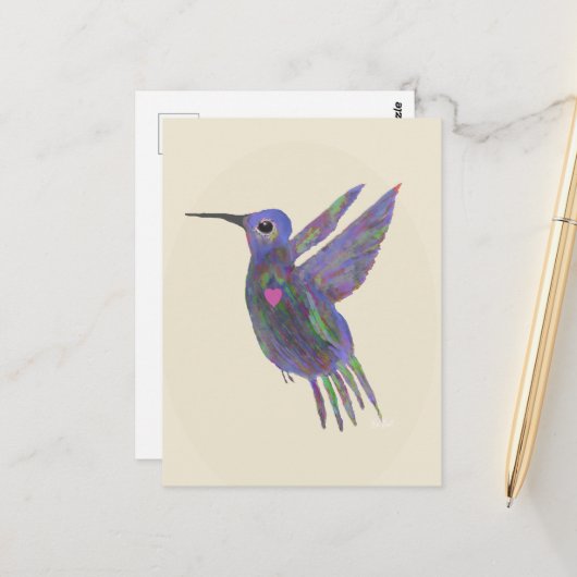 Kolibrie met Hart Briefkaart (Voorkant / Achterkant in situ)