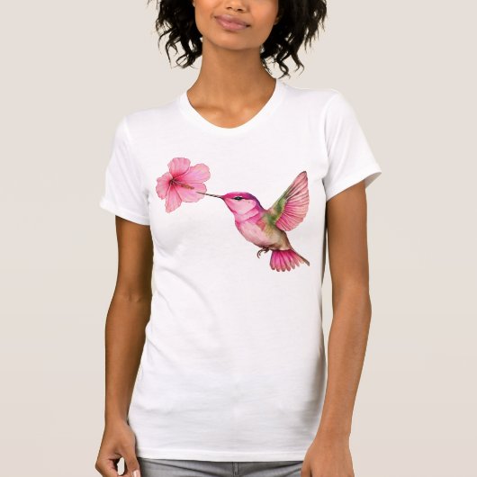 Kolibrie met Hibiscus Bloem T-shirt (Voorkant)