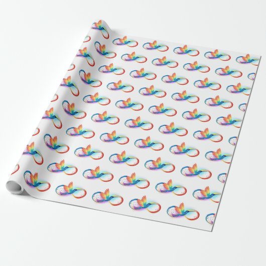 Kolibrie met oneindigheidssymbool en regenboog cadeaupapier (Uitgerold)