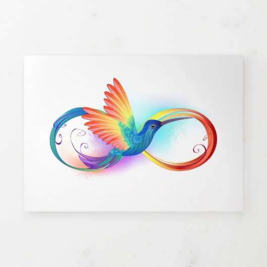 Kolibrie met oneindigheidssymbool en regenboog drieluik wenskaart (Cover)