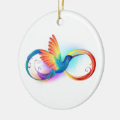 Kolibrie met oneindigheidssymbool en regenboog keramisch ornament (Links)
