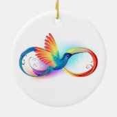 Kolibrie met oneindigheidssymbool en regenboog keramisch ornament (Achterkant)