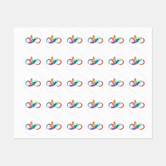 Kolibrie met oneindigheidssymbool en regenboog labels (Vel)