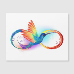 Kolibrie met oneindigheidssymbool en regenboog magnetische uitnodiging
