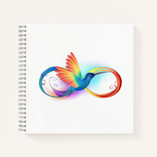 Kolibrie met oneindigheidssymbool en regenboog notitieboek