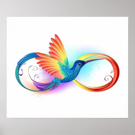 Kolibrie met oneindigheidssymbool en regenboog poster (Voorkant)