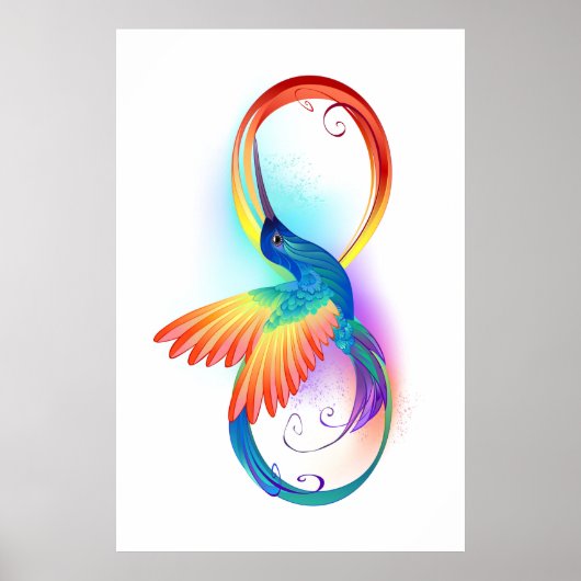 Kolibrie met oneindigheidssymbool en regenboog poster (Voorkant)