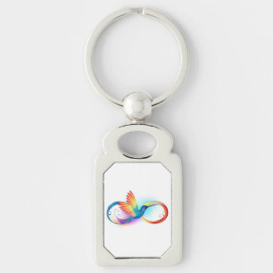 Kolibrie met oneindigheidssymbool en regenboog sleutelhanger