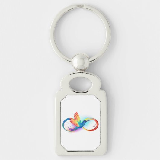 Kolibrie met oneindigheidssymbool en regenboog sleutelhanger (Voorkant)