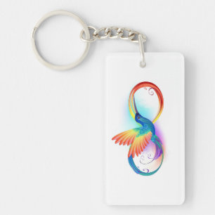 Kolibrie met oneindigheidssymbool en regenboog sleutelhanger